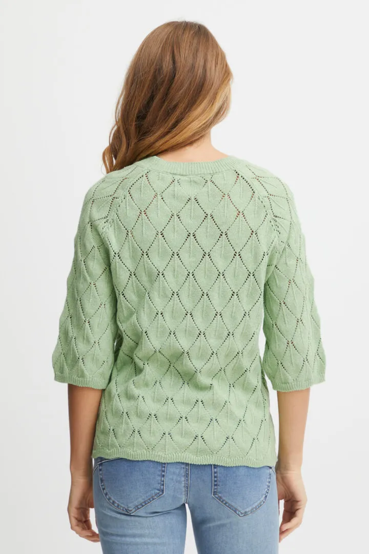 1948- Knitted 3/4 Sleeve Jumper- Forest Shade Green- Fransa