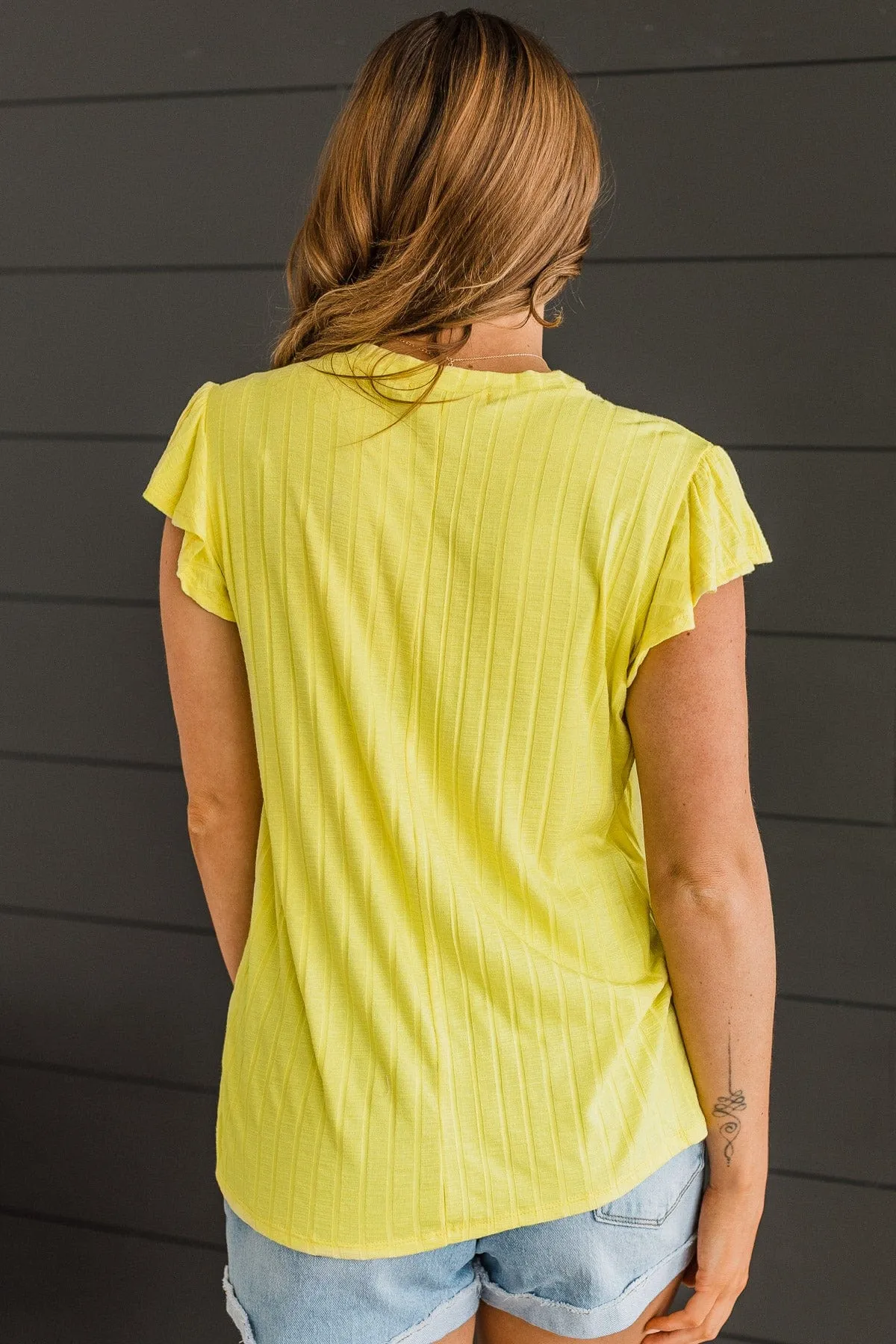 Amaze Me Knit Ruffle Top- Bright Yellow