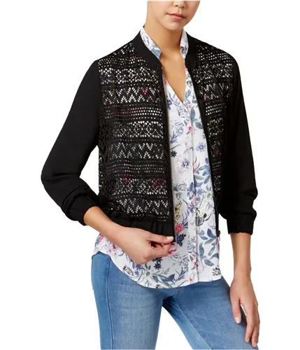 Bcx Womens Lace Front Bomber Jacket