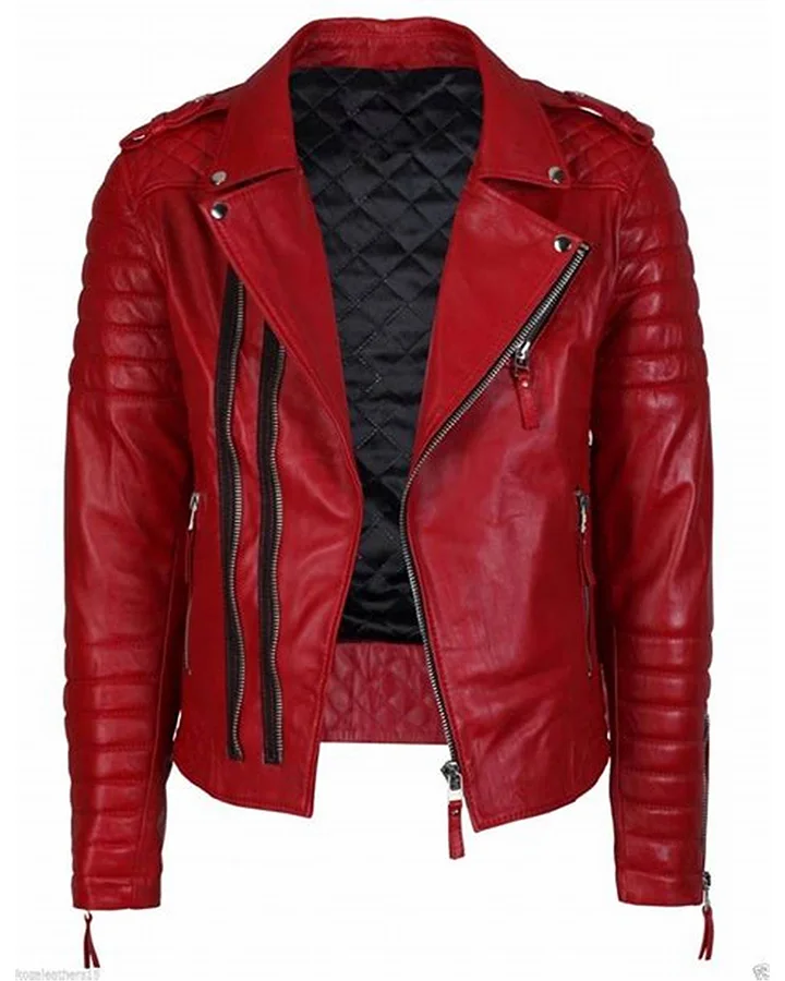 Biker Red Quilted Real Leather Jacket | William Jacket