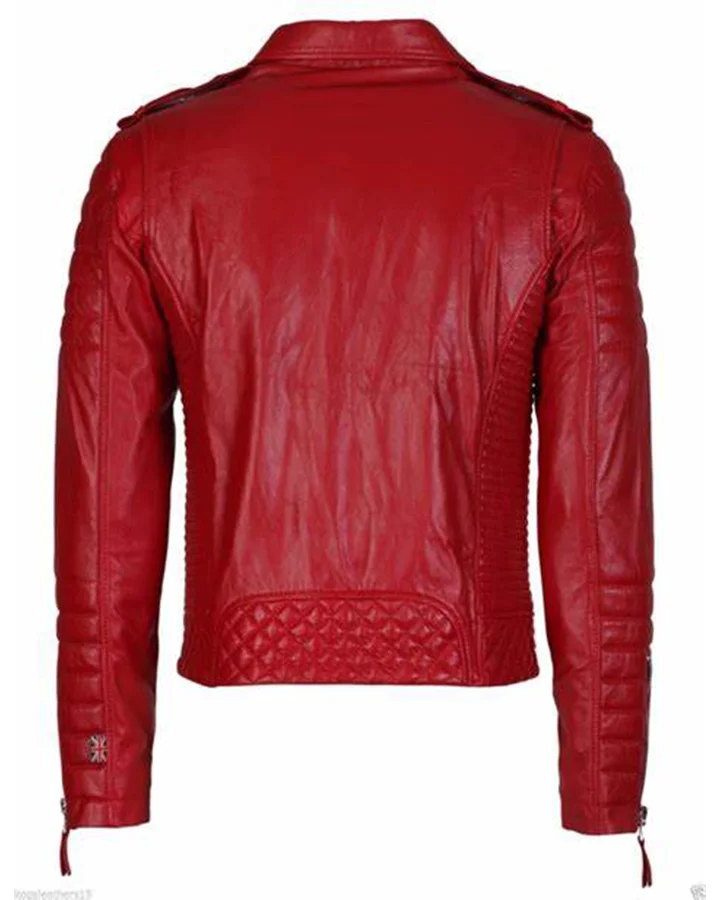 Biker Red Quilted Real Leather Jacket | William Jacket