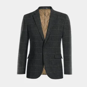  Blazer azul de tweed a cuadros slim fit de 1 botón