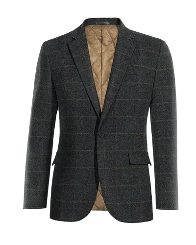  Blazer azul de tweed a cuadros slim fit de 1 botón