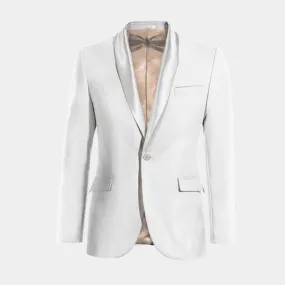  Blazer Esmoquin blanco nieve de lino slim fit de 1 botón