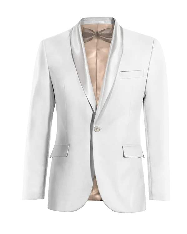  Blazer Esmoquin blanco nieve de lino slim fit de 1 botón