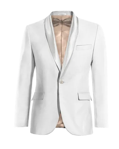  Blazer Esmoquin blanco nieve de lino slim fit de 1 botón