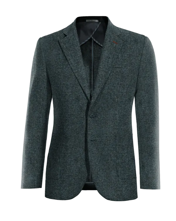  Blazer sin forro azul de donegal tweed