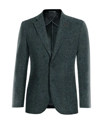  Blazer sin forro azul de donegal tweed