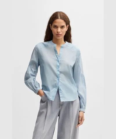 Boss Regular-fit blouse in cotton voile with wide sleeves