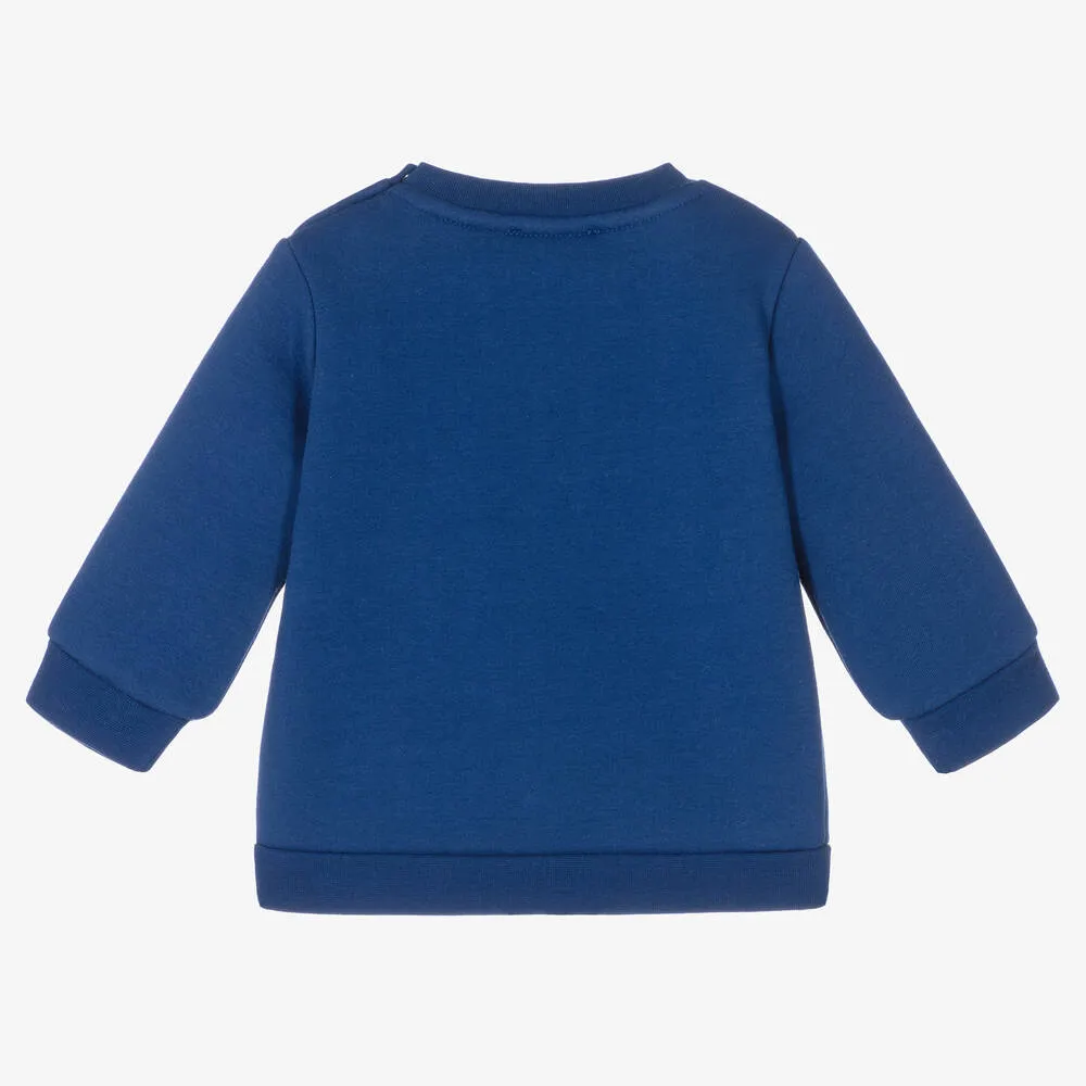 Boys Blue Cotton Snowman Sweater