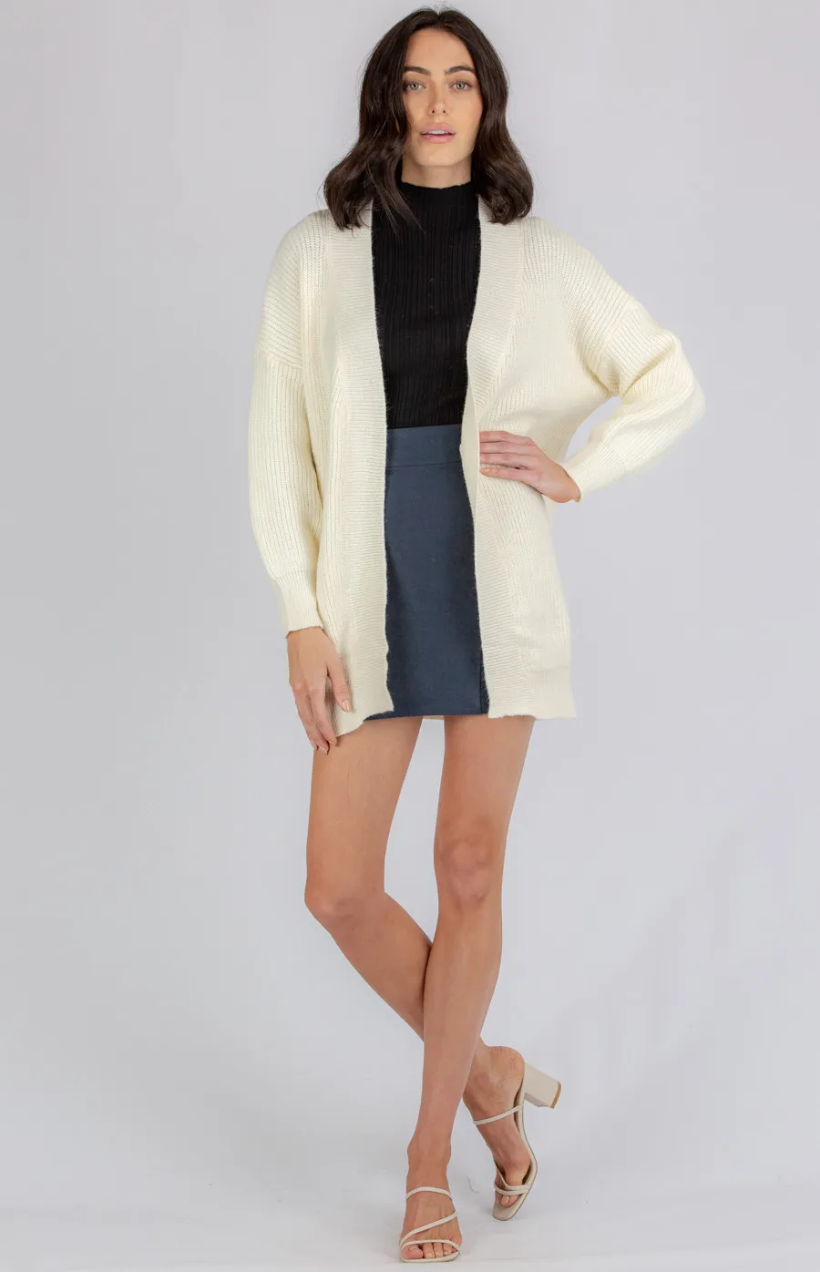 Bubble Sleeve Long Knit Cardigan (AKN807)