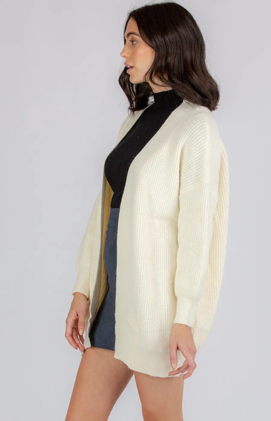 Bubble Sleeve Long Knit Cardigan (AKN807)