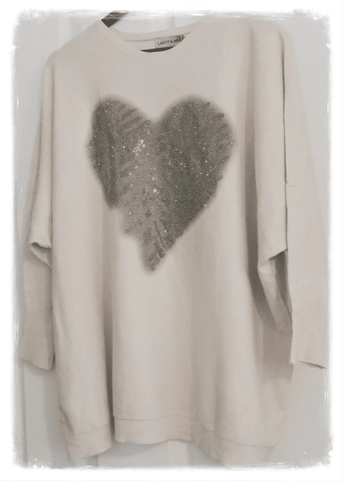 Clarissa  - Cream Sparkling Heart Knitted Jumper