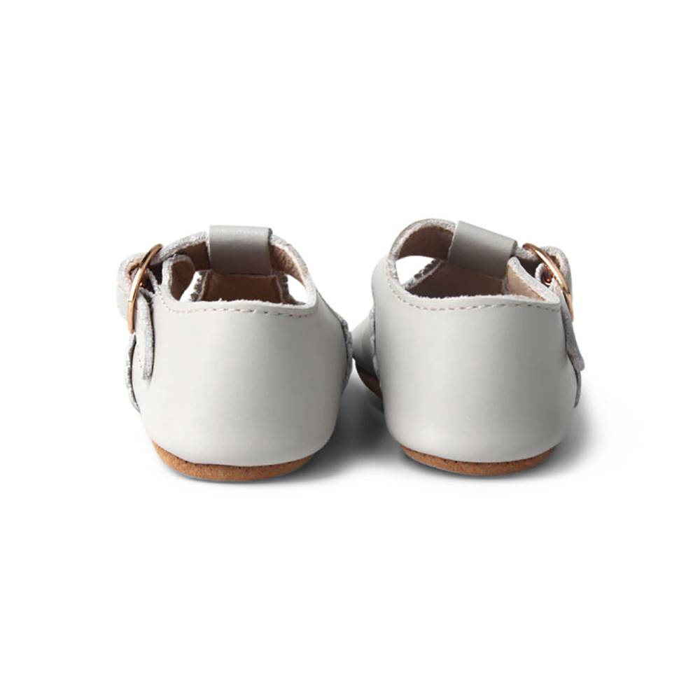 Cloud Grey Leather Baby T Bar Shoe