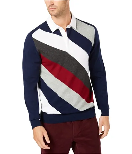 Club Room Mens Striped Rugby Polo Sweater