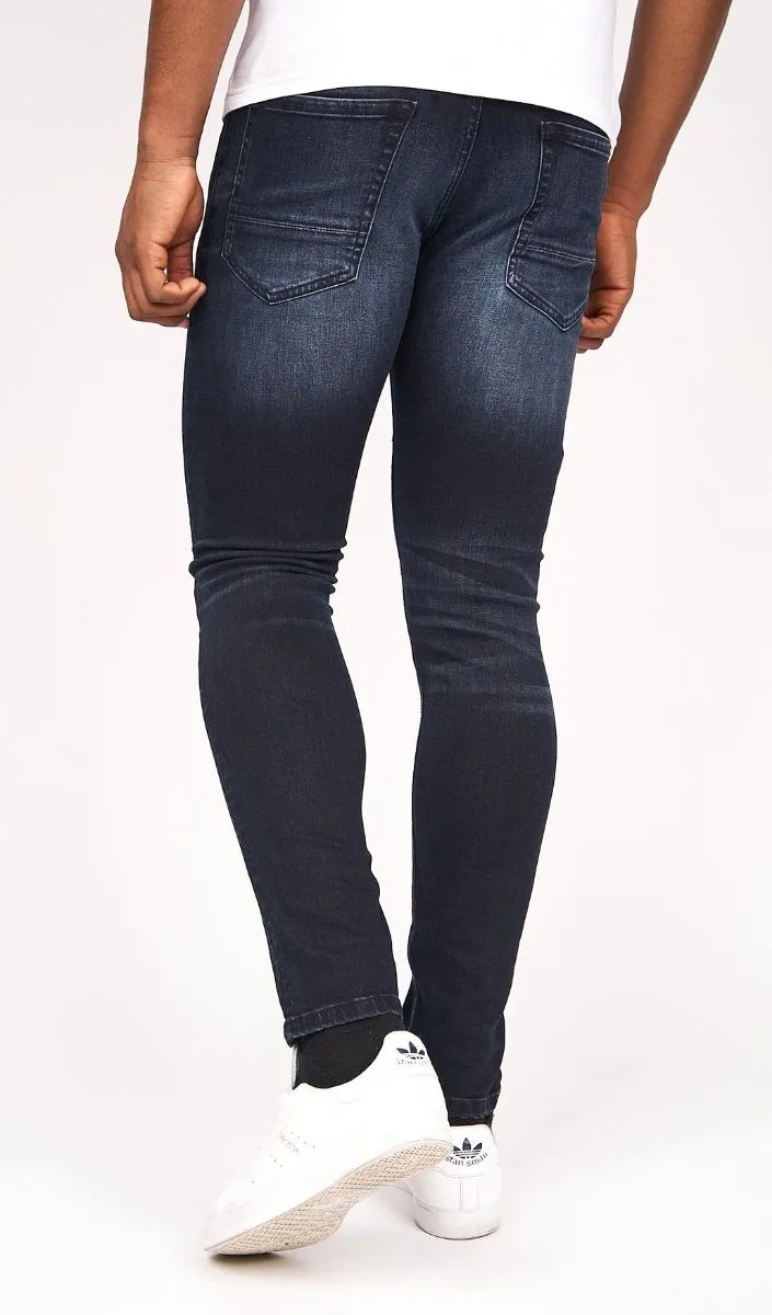 Crosshatch Barbeck Slim Denim Jeans Blue Black