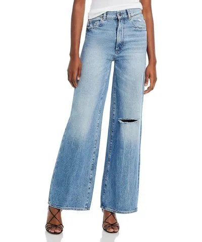 DL1961 Hepburn Womens High Rise Denim Wide Leg Jeans