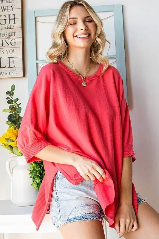 ELBOW SLEEVE OVERSIZED SWEATER