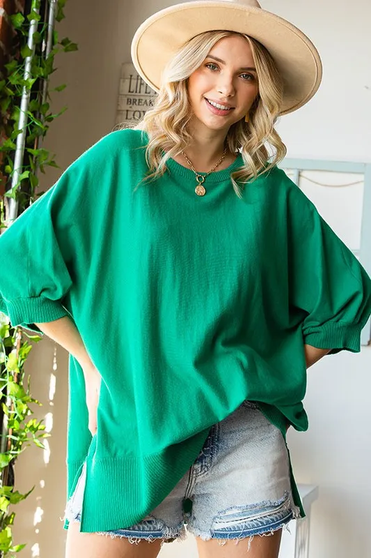 ELBOW SLEEVE OVERSIZED SWEATER