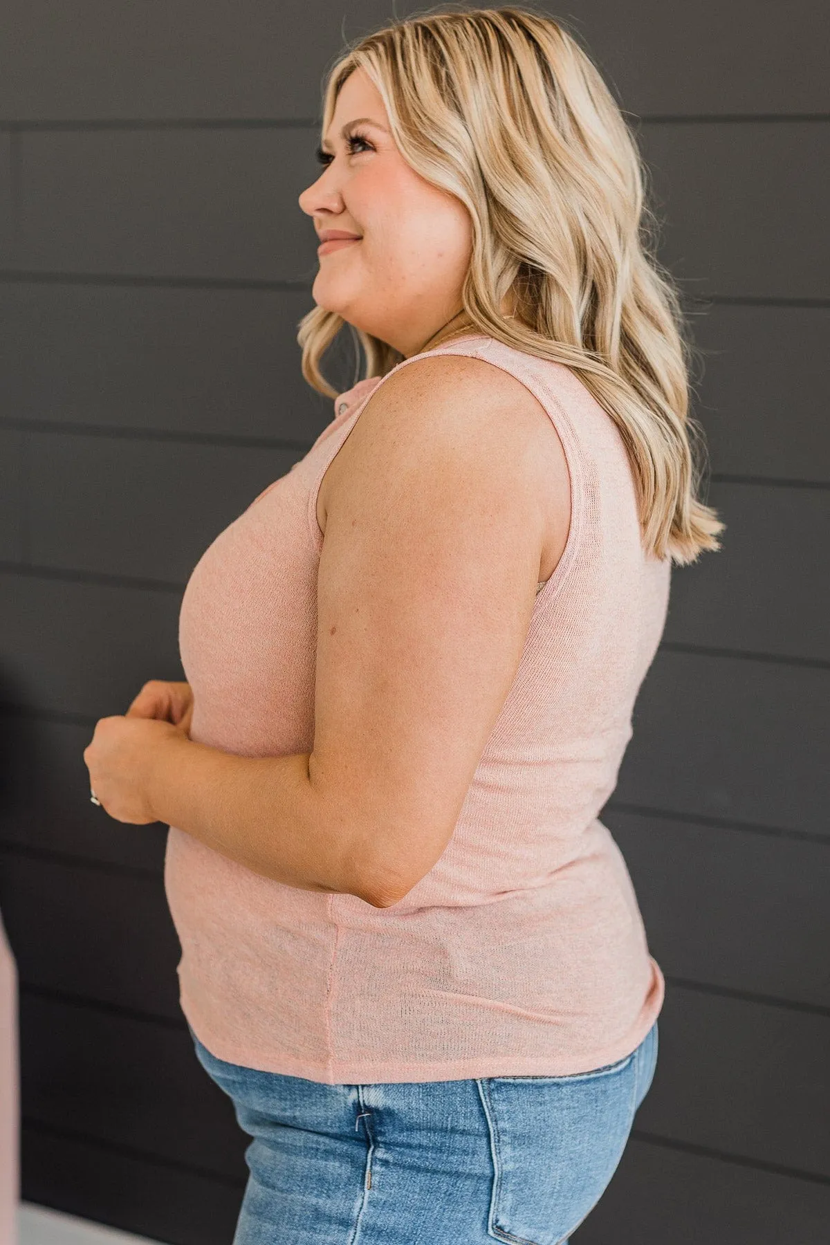 Happy Skies Knit Tank Top- Dusty Peach