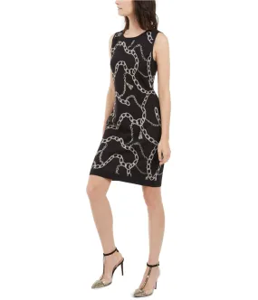 I-N-C Womens Chain-Print Sweater Dress