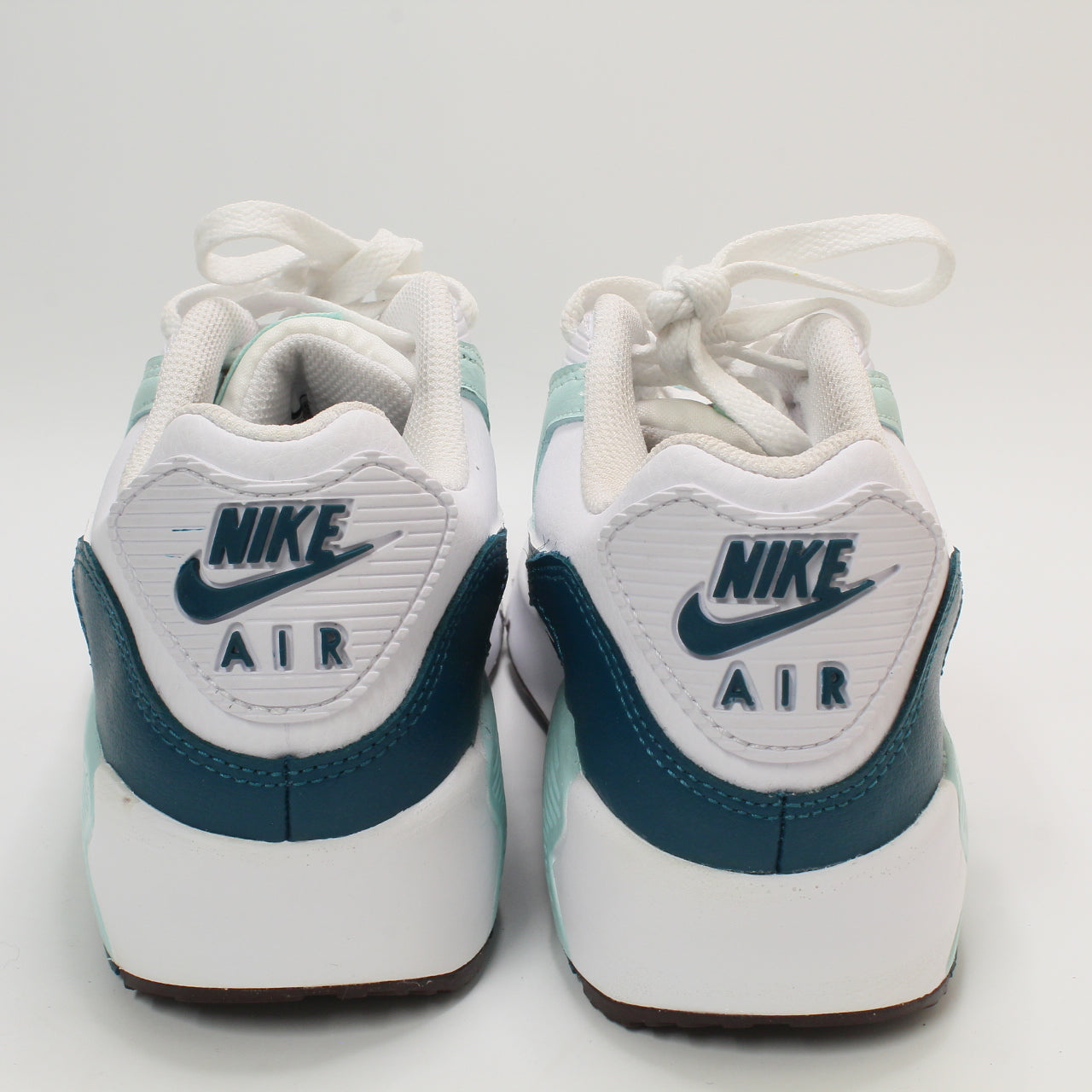 Kids Nike Air Max 90 Gs White White Jade Ice Geode Teal Uk Size 5.5