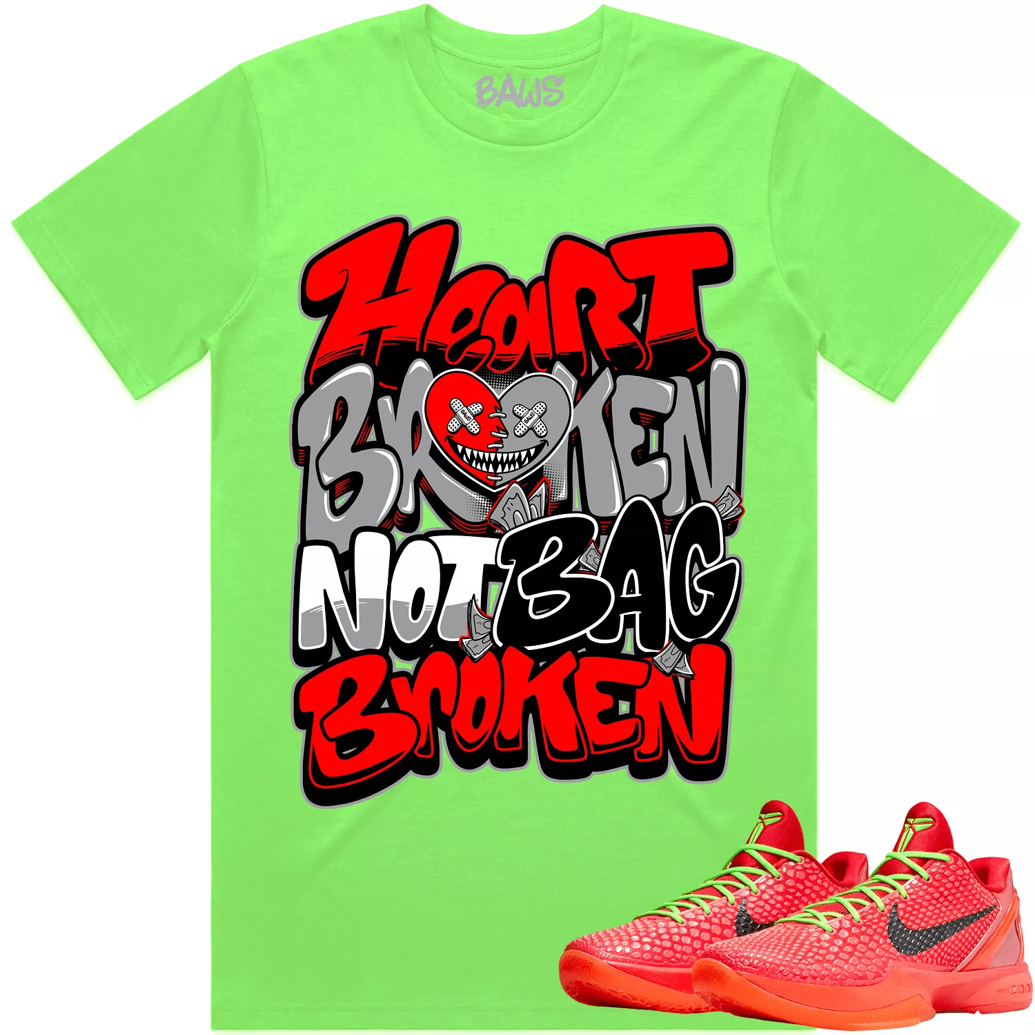 Kobe 6 Reverse Grinch 6s Shirt to Match - RED HEART BROKEN BAWS