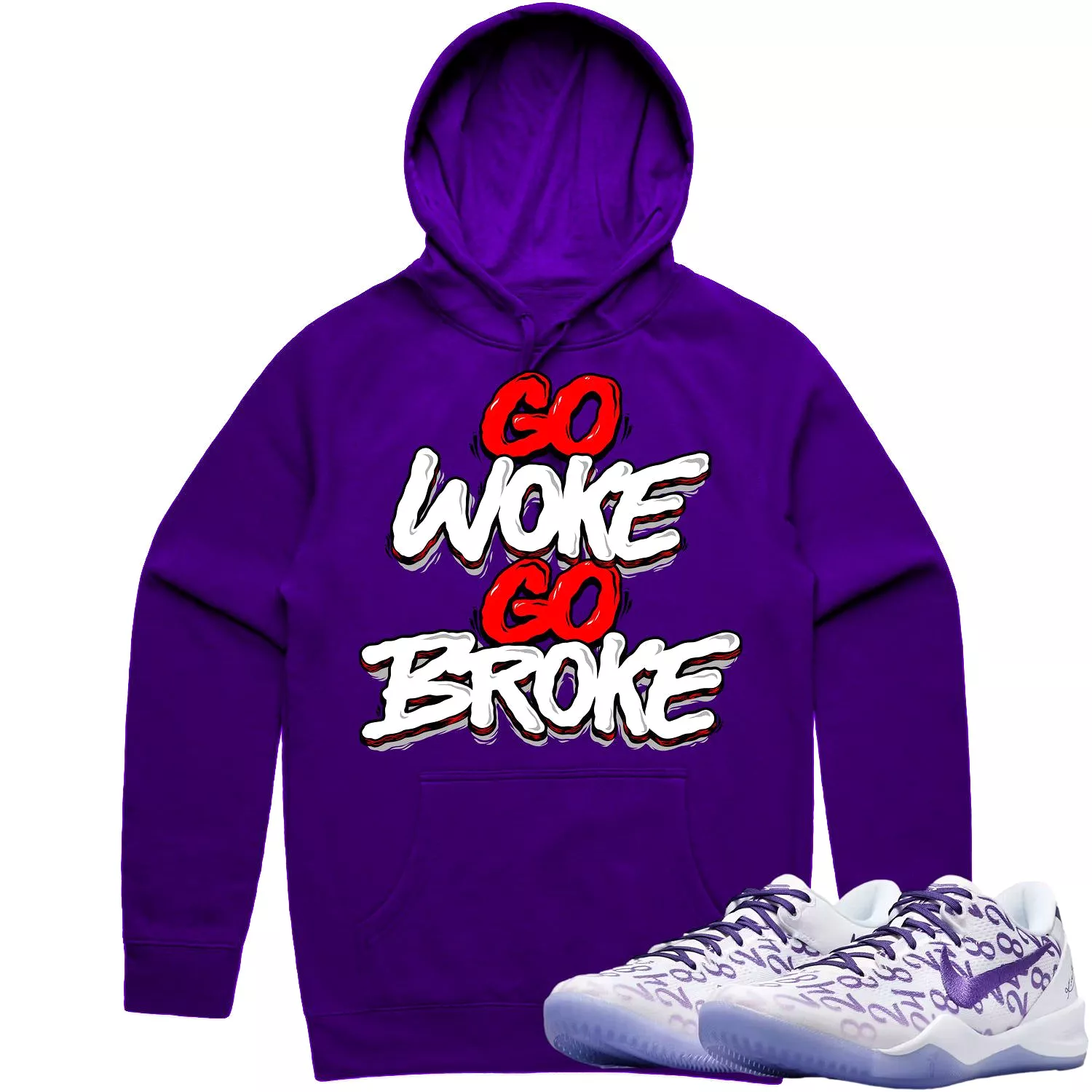 Kobe 8 Court Purple 8s Shirt to Match - RED GO WOKE GO BROKE