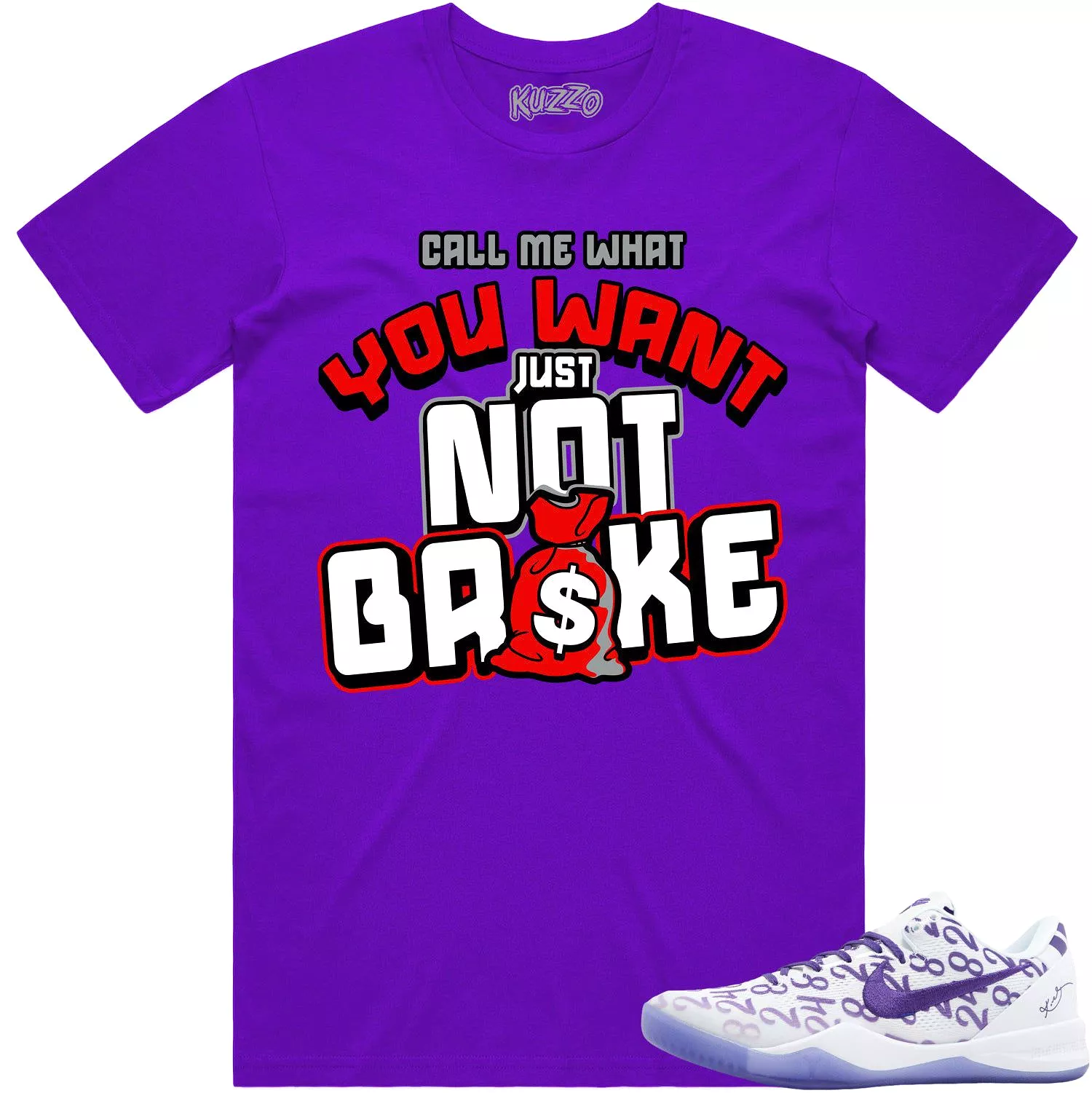 Kobe 8 Court Purple 8s Shirt to Match - RED NOT BROKE