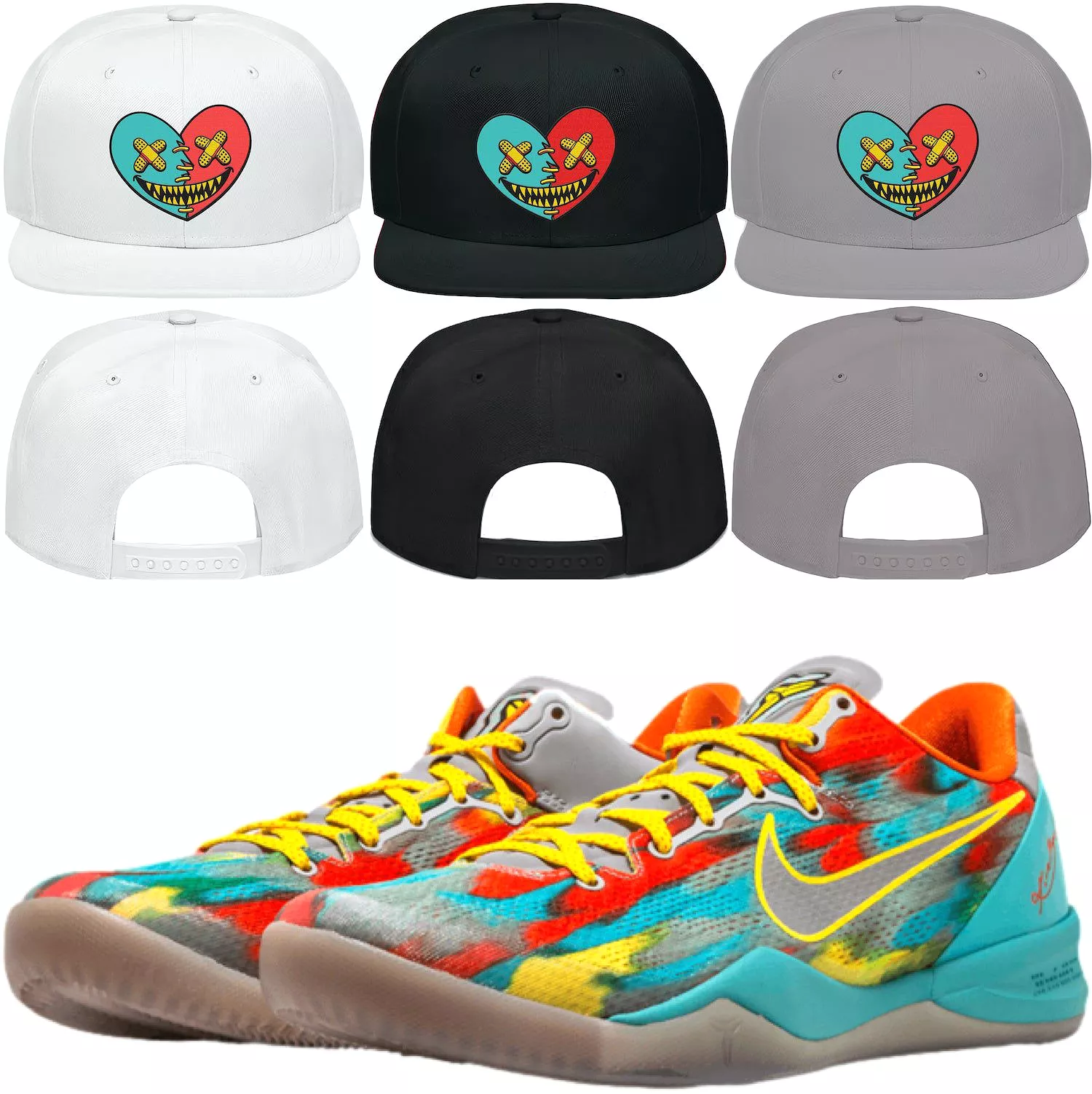 Kobe 8 Venice Beach 8s Snapback Hat to Match : VENICE HEART BAWS