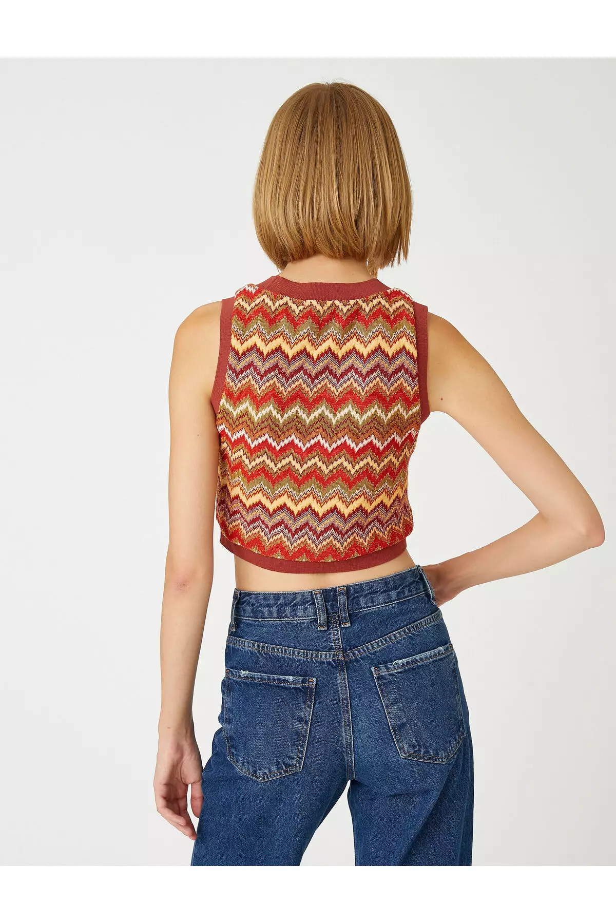 KOTON Jacquard Crop Sweater