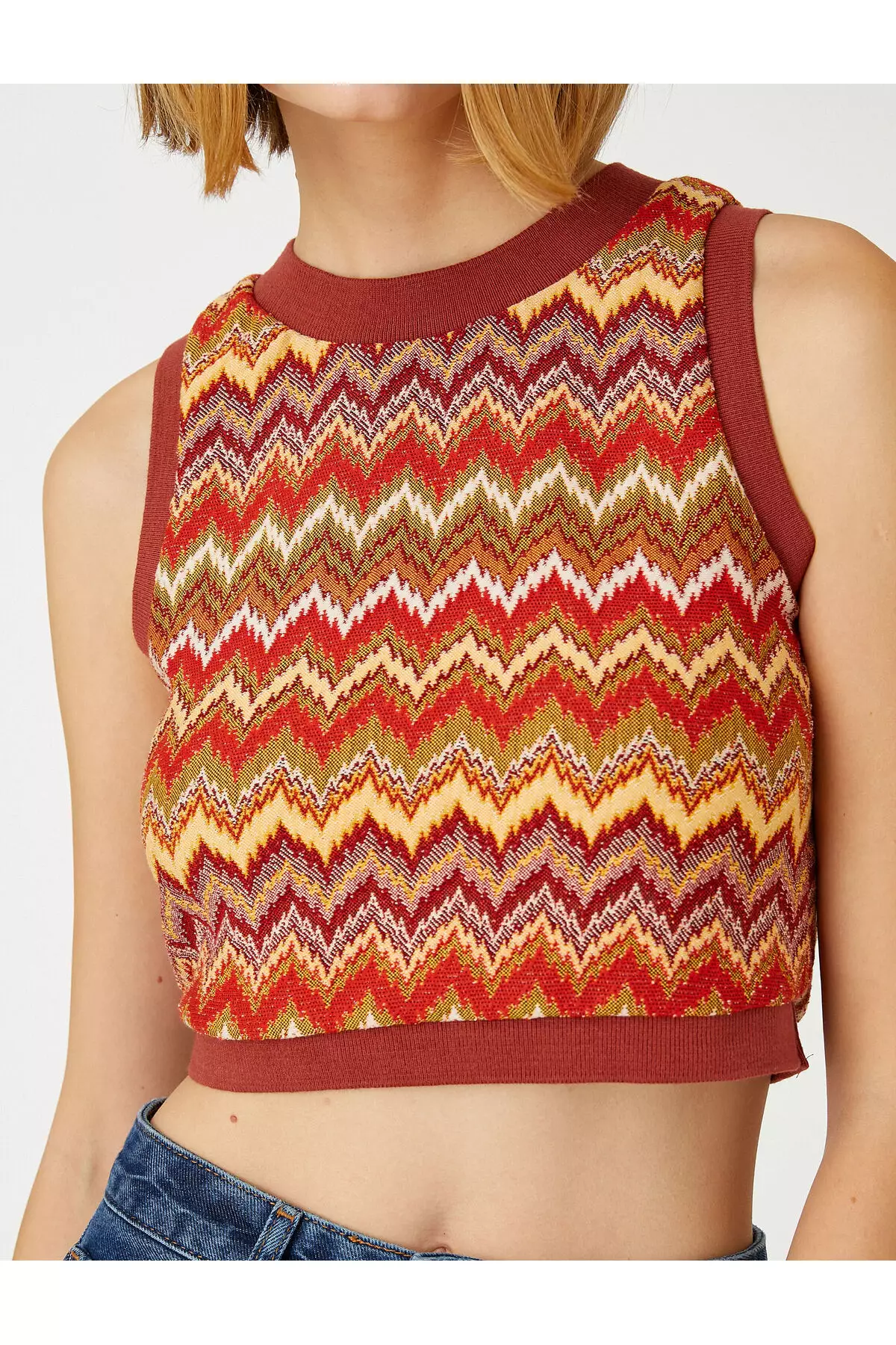 KOTON Jacquard Crop Sweater