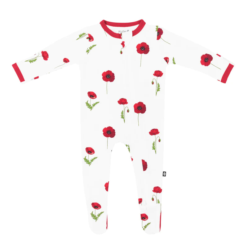 Kyte Baby - Zipper Footie - Cloud Poppies