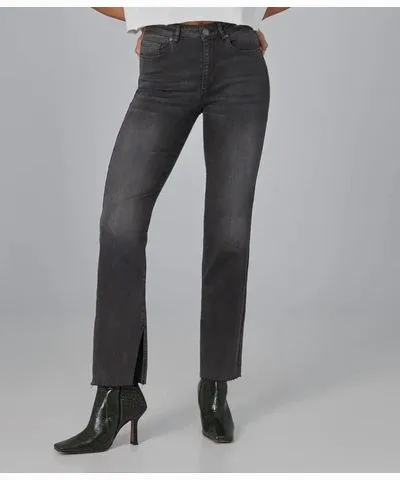 Lola Jeans Jasper Mid Rise Straight Jean In Smoky