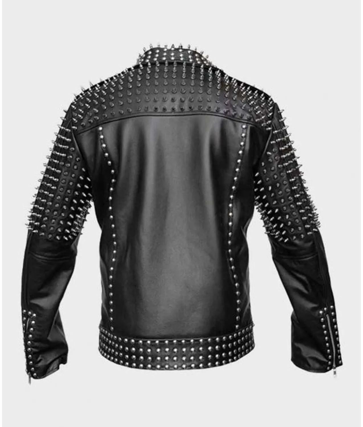 Mens Black Motorcycle Studded Jacket | Black Jacket