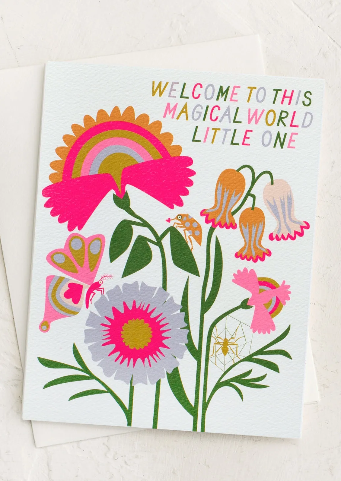 Neon Garden Baby Card