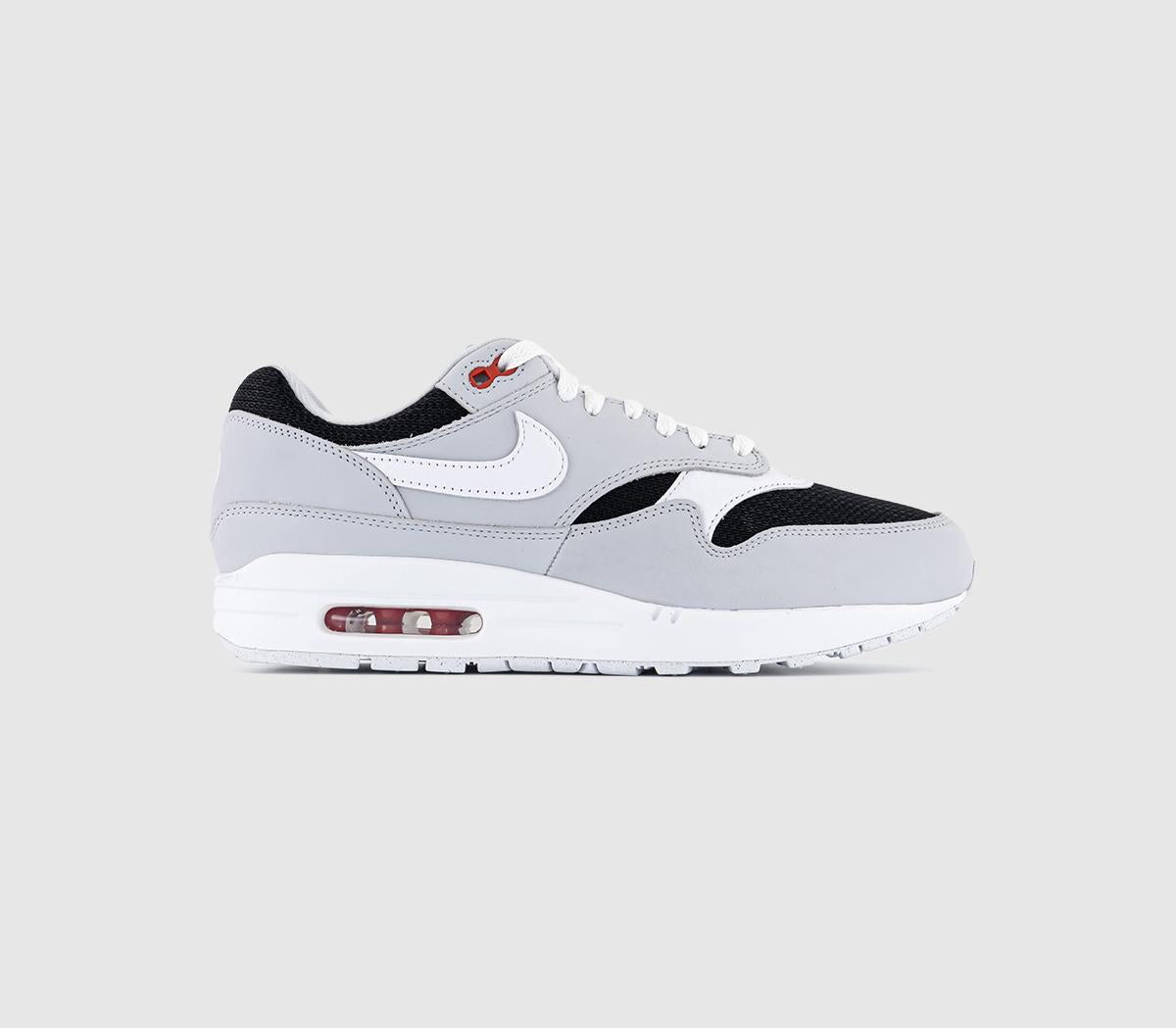 Nike Air Max 1 Pure Platinum White Black Sport Red Trainers