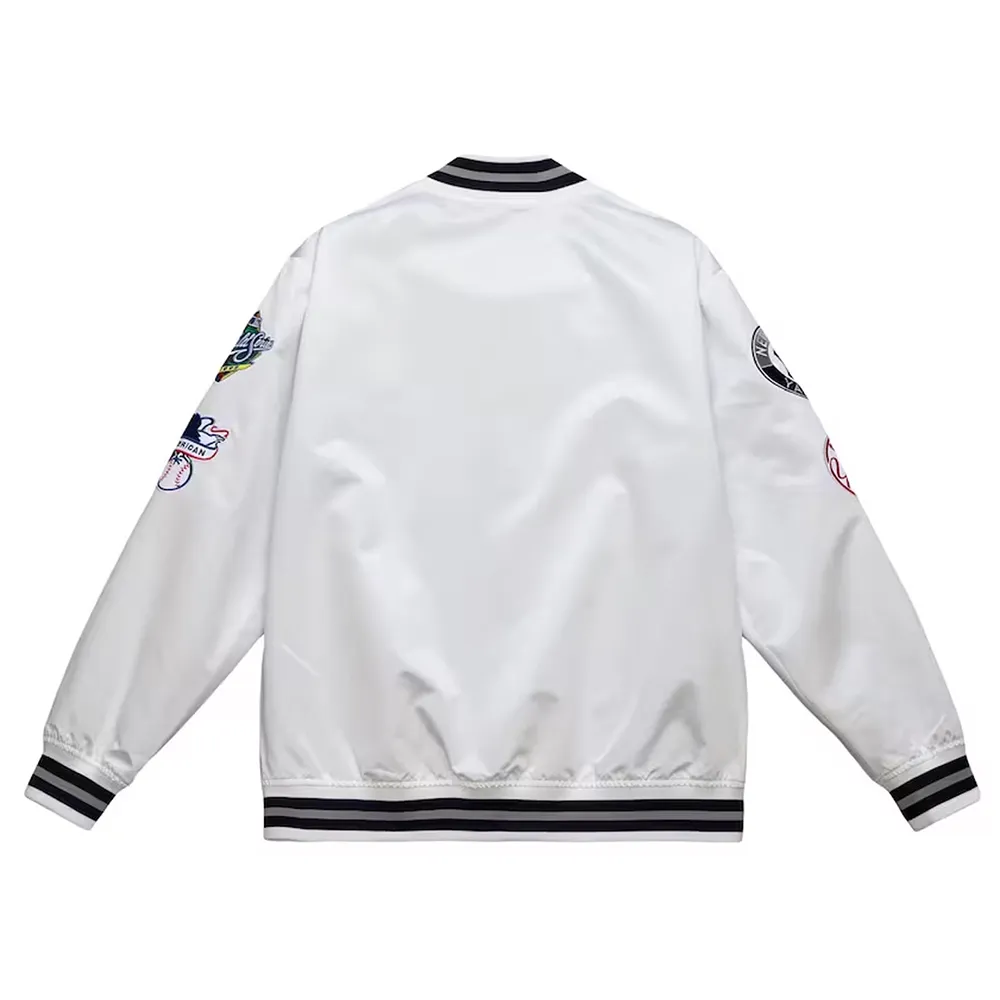 NY Yankees City Collection White Varsity Satin Jacket