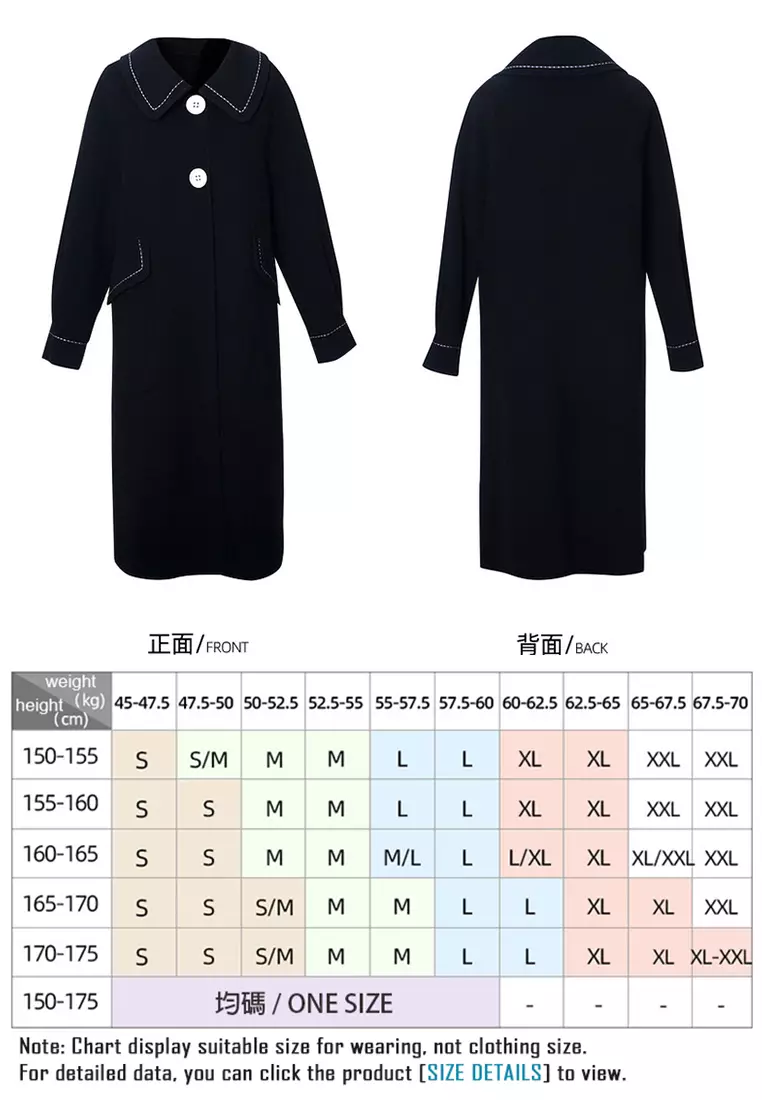 ONX.HK Elegant Black Wool-Blend Wool Coat