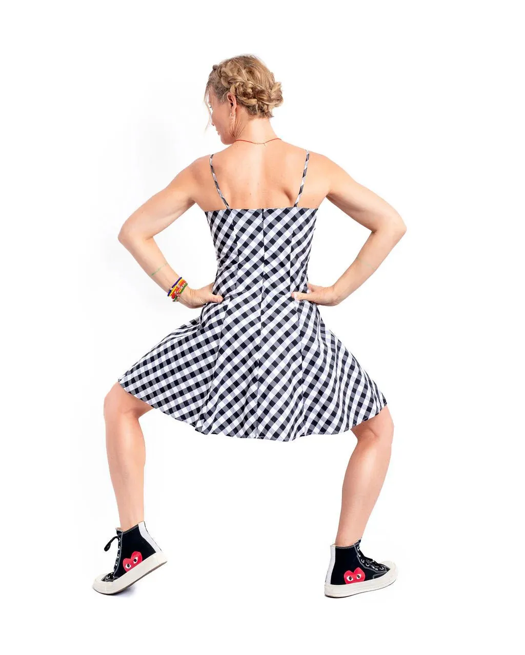 Punkwasp Skater Dress - Black & White Gingham