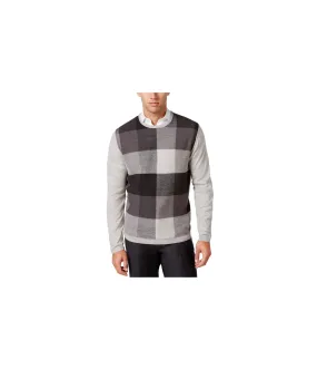 Ryan Seacrest Mens Plaid-Front Pullover Sweater