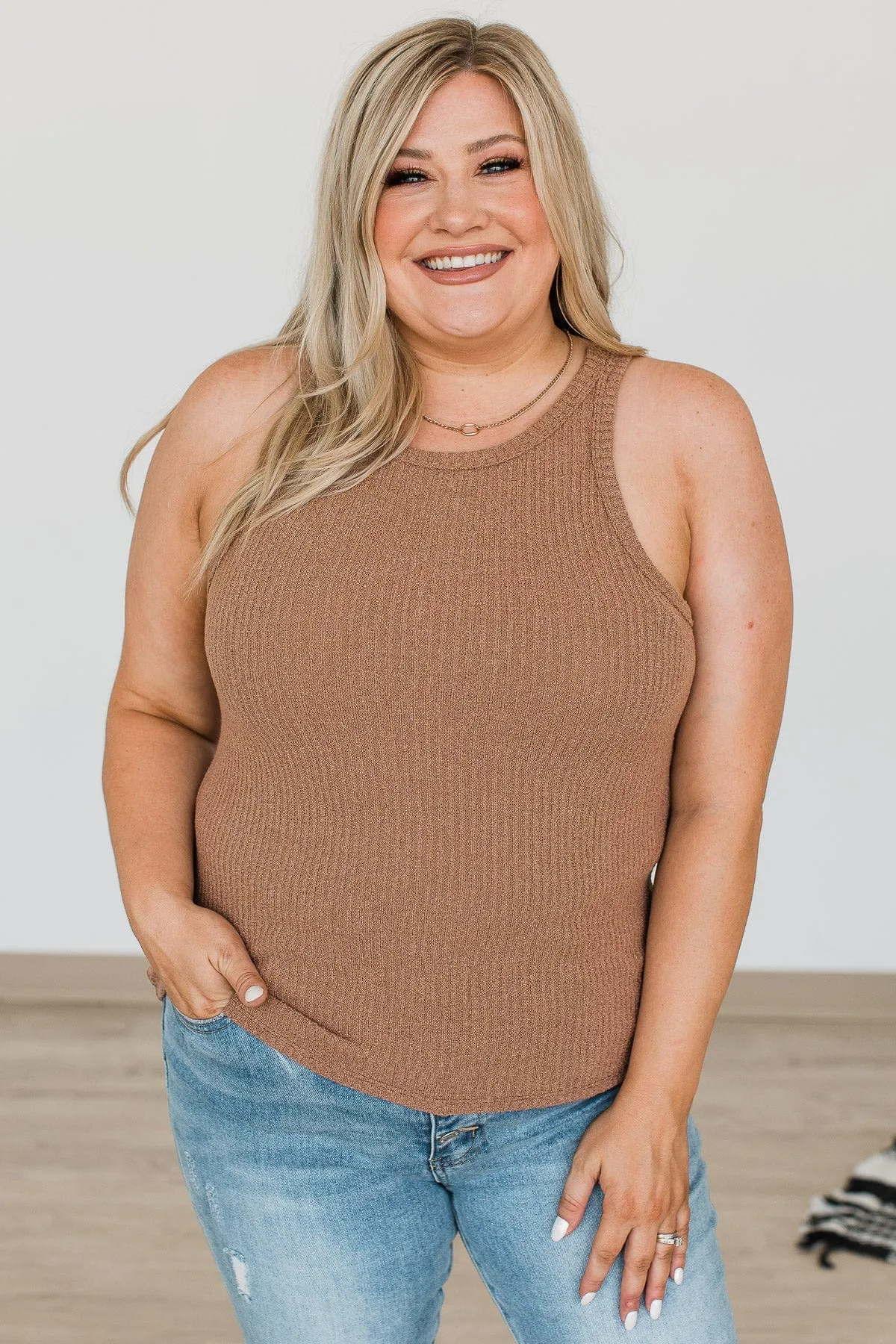 So Far So Good Knit Tank Top- Mocha