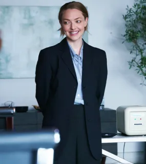 The Dropout 2022 Amanda Seyfried Black Coat