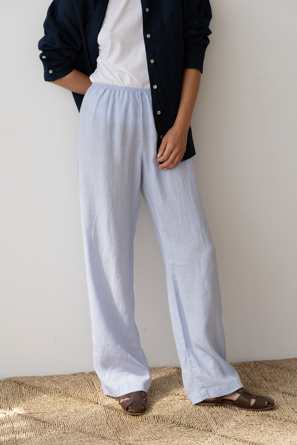 The Linen Simple Pant in Cloud