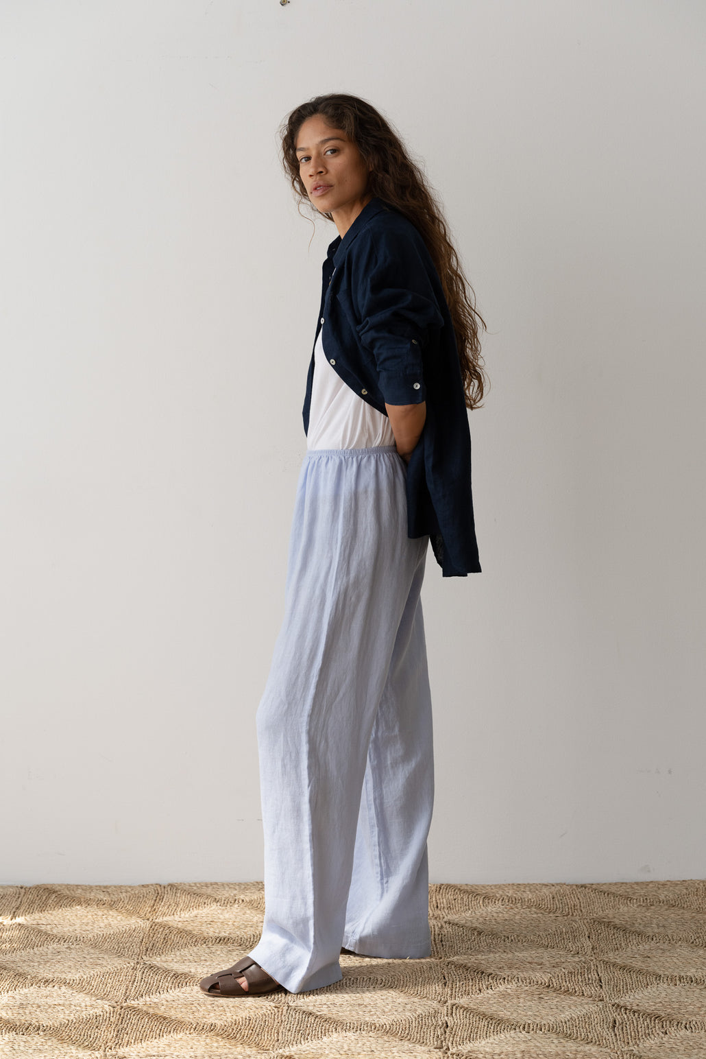 The Linen Simple Pant in Cloud