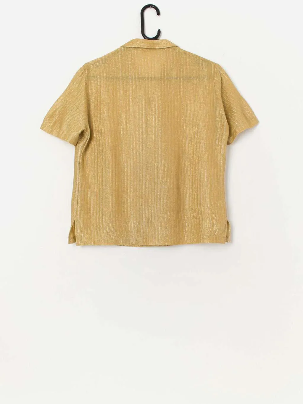 Vintage Hardy Amies gold blouse, sparkly blouse – Medium