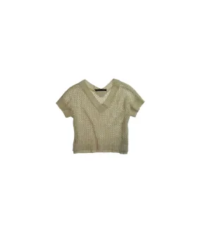 W118 Womens Glittery V-Neck Mesh Knit Sweater